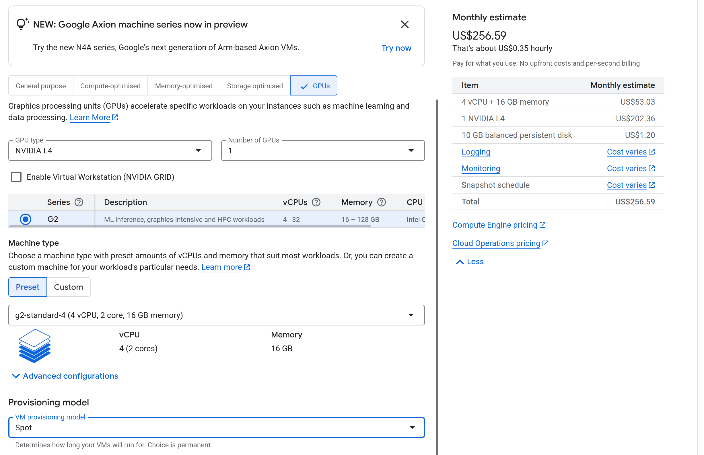 Spot L4 instances monthly cost Spot L4 instances monthly cost